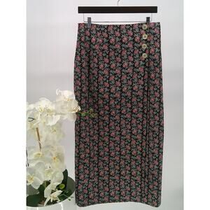 VTG Breeches Womens Floral Lined Thigh-High Slit Straight Hem Pencil Skirt Sz 12